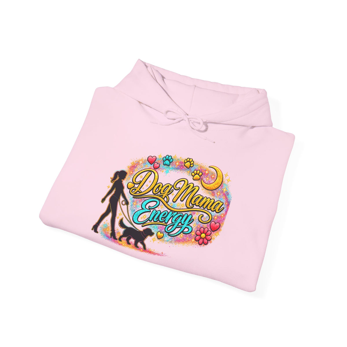 Dog Mama Crew Hoodie – Colorful Retro Paw Print Design