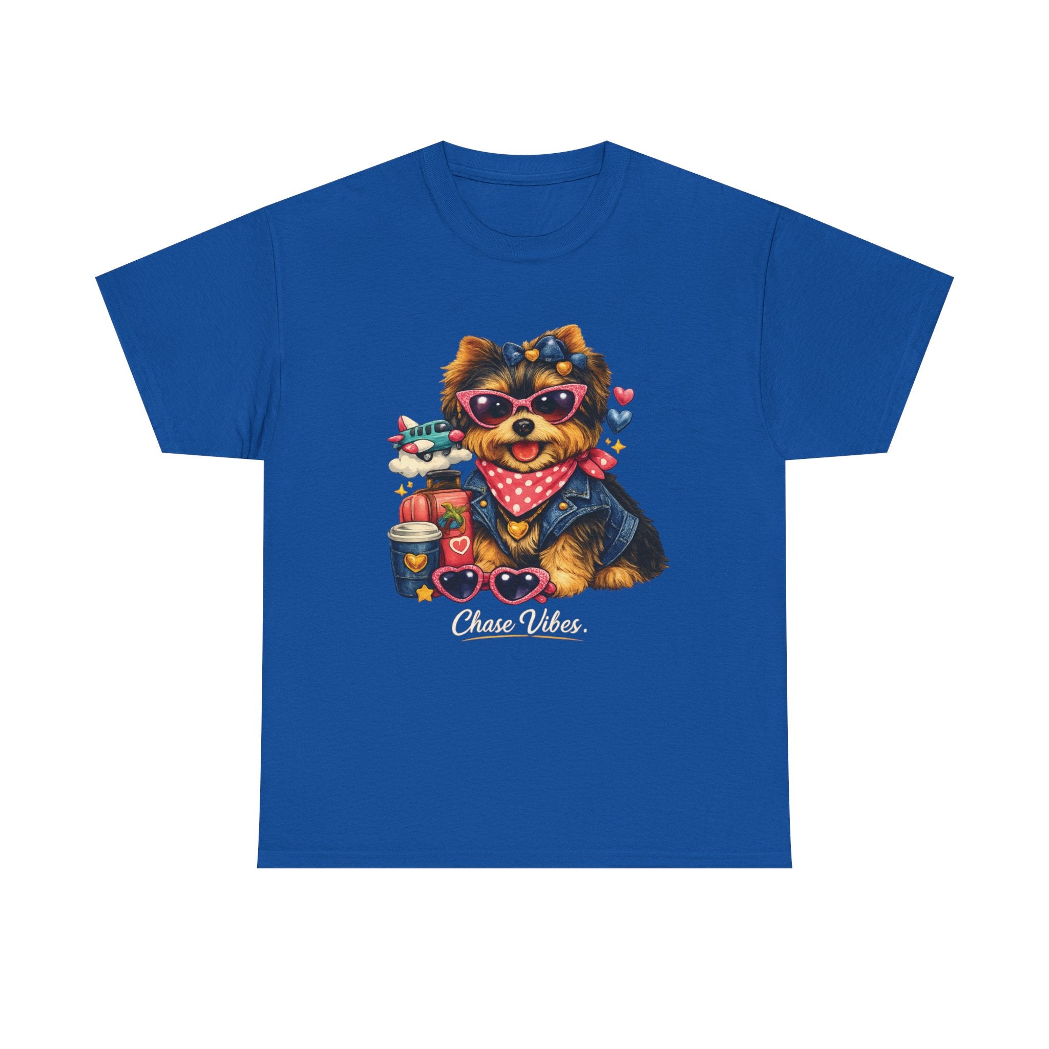 Cute Yorkie Puppy Graphic Tee – Dog Lover T‑Shirt with Bandana & Coffee Art