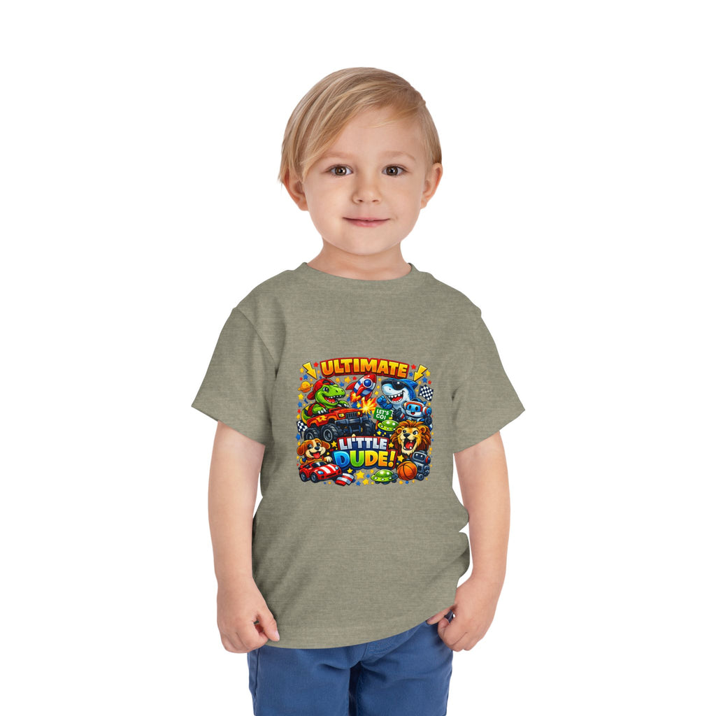 Ultimate Little Dude Toddler Tee — Colorful Gamer Animal Crew Graphic