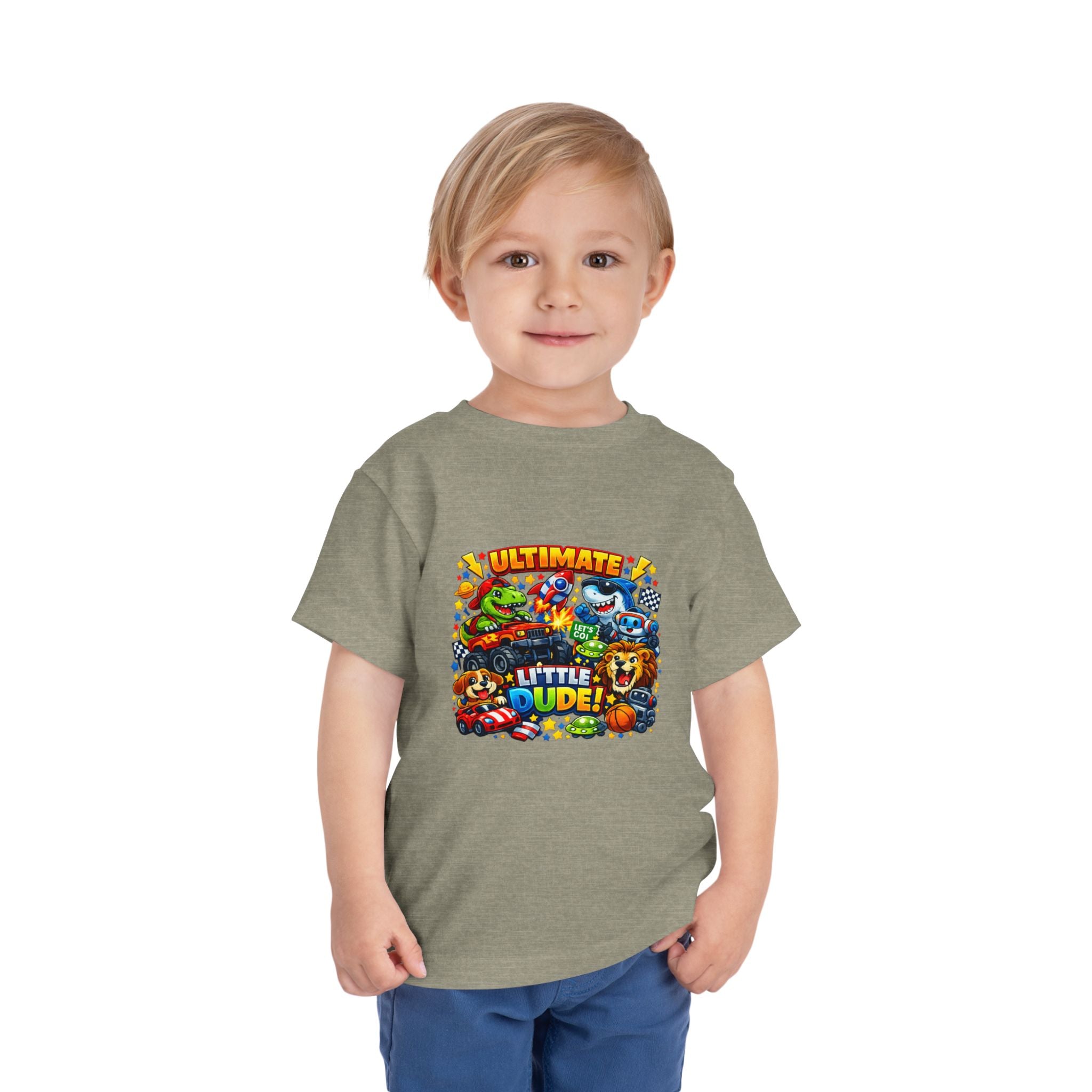Ultimate Little Dude Toddler Tee — Colorful Gamer Animal Crew Graphic