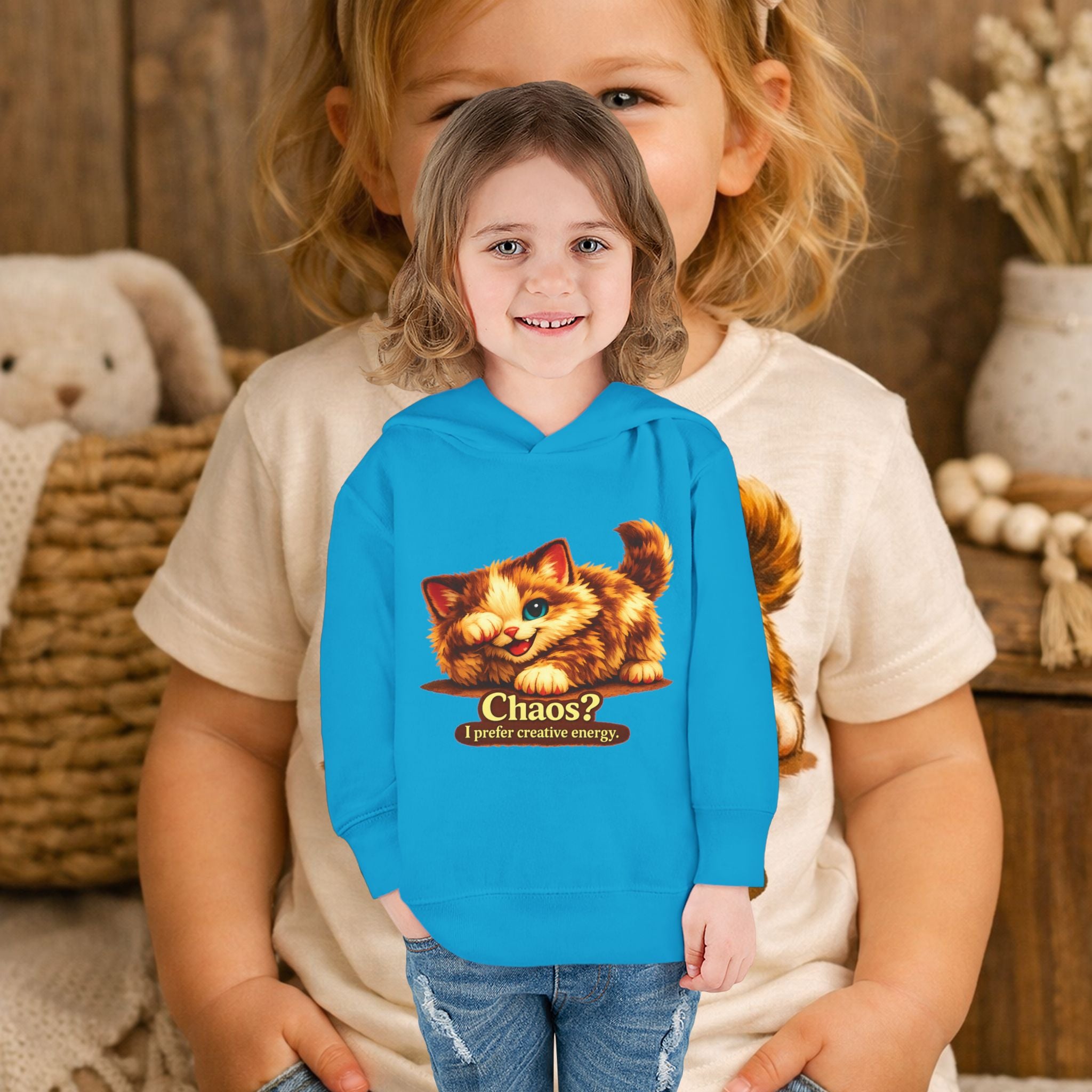 Toddler Hoodie — Cute Kitten “Chaos? I prefer creative energy” Pullover "Limited Collection"