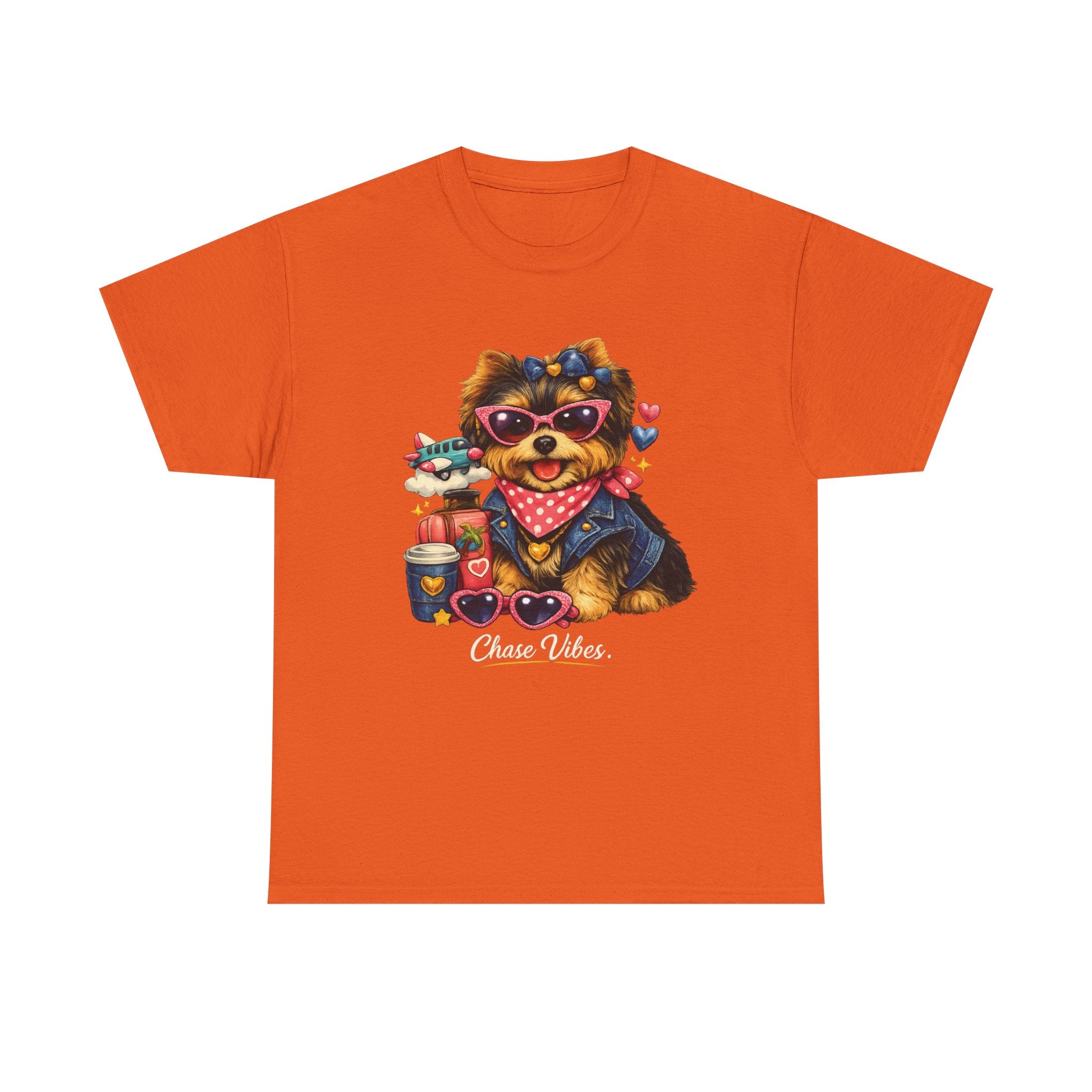 Cute Yorkie Puppy Graphic Tee – Dog Lover T‑Shirt with Bandana & Coffee Art
