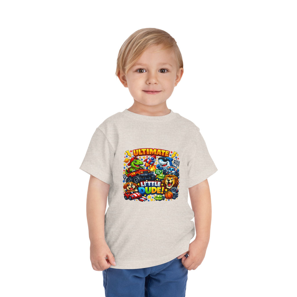 Ultimate Little Dude Toddler Tee — Colorful Gamer Animal Crew Graphic