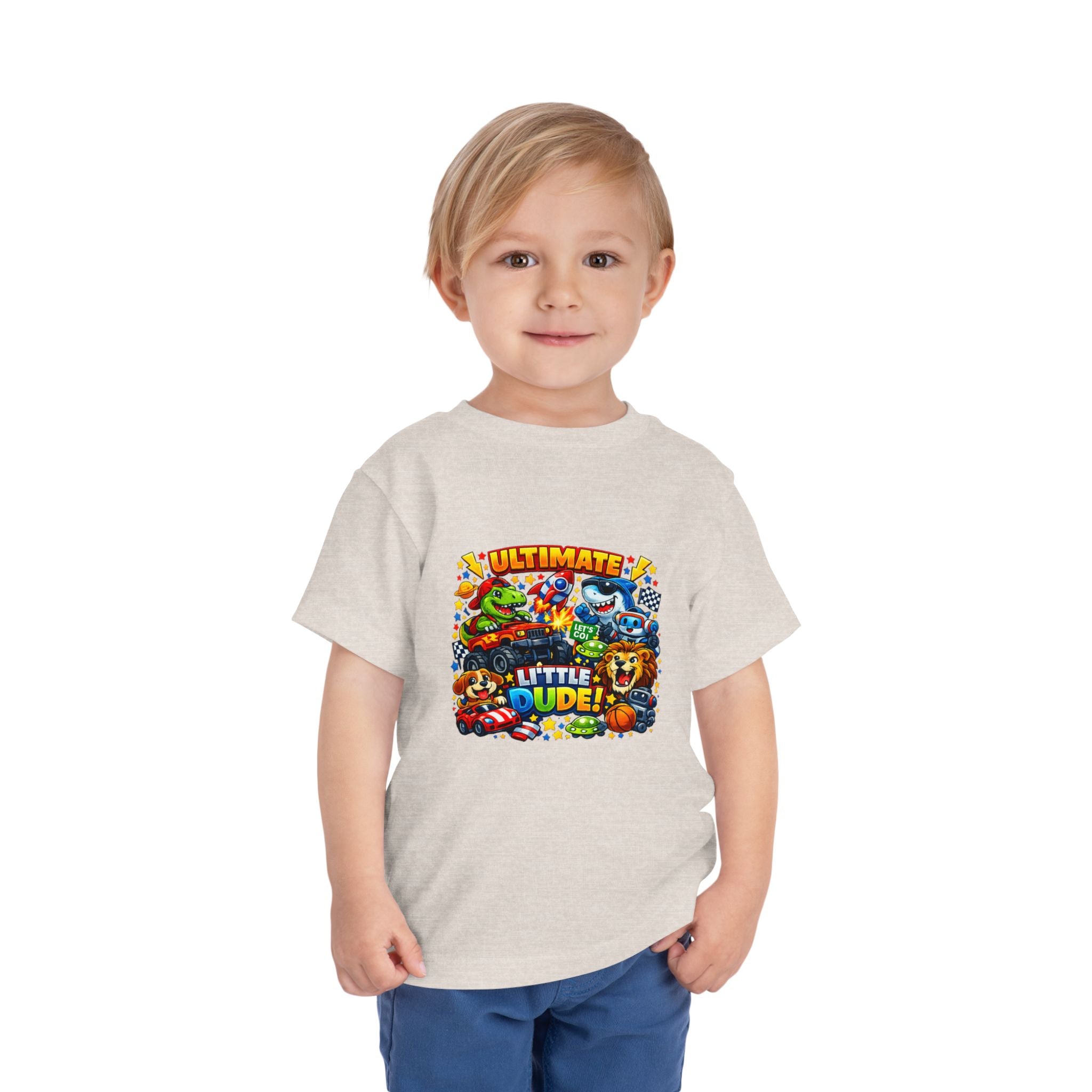 Ultimate Little Dude Toddler Tee — Colorful Gamer Animal Crew Graphic